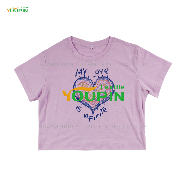 YOUPIN Manufacturer Plain Solid Color Ladies T-shirt Blank Sublimation Polyester Crop Tops for Girls