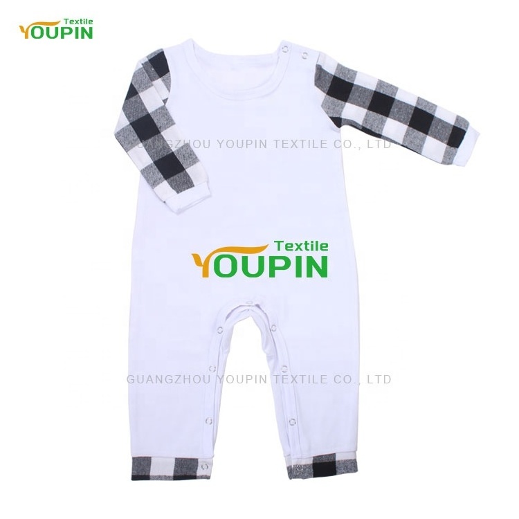 Hot Sale Newborn Clothes Buffalo Plaid Long Sleeve Baby Romper Soft Polyester Cotton Feel Baby Onesie for Sublimation