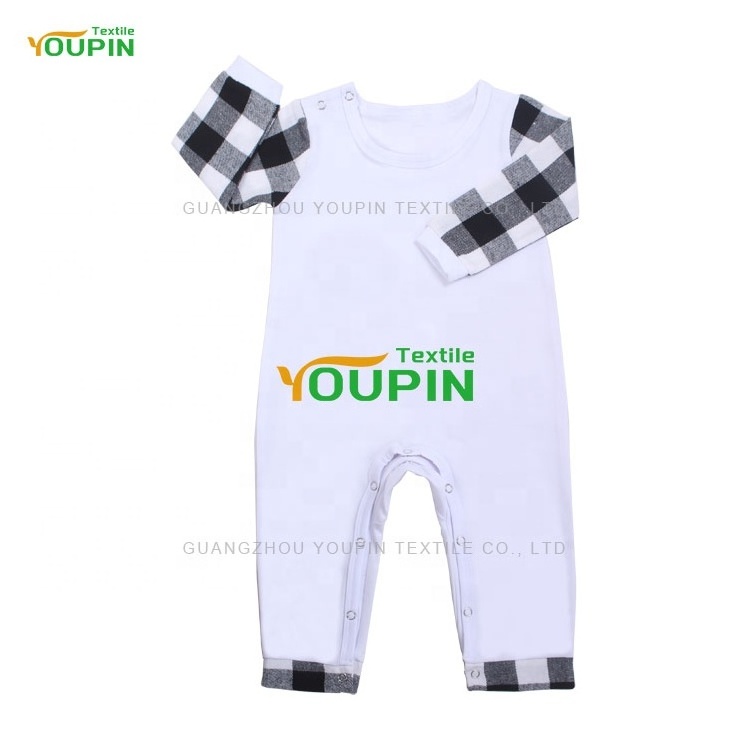 Hot Sale Newborn Clothes Buffalo Plaid Long Sleeve Baby Romper Soft Polyester Cotton Feel Baby Onesie for Sublimation