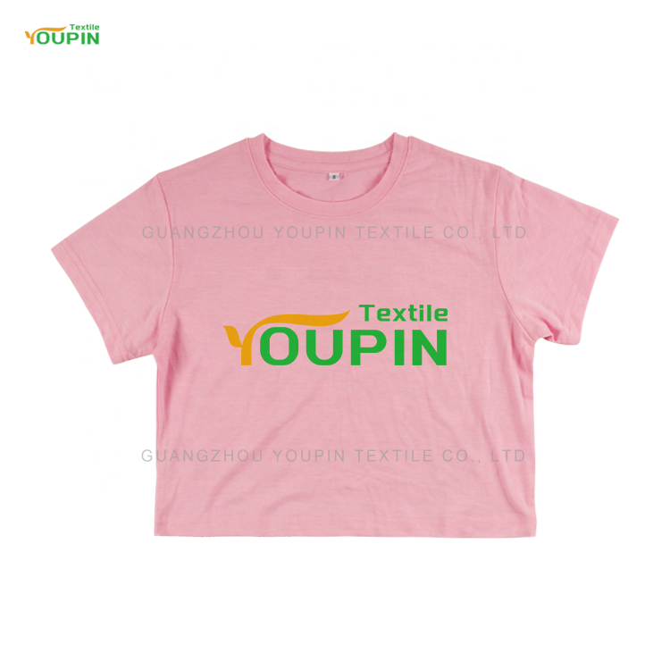 YOUPIN Manufacturer Plain Solid Color Ladies T-shirt Blank Sublimation Polyester Crop Tops for Girls