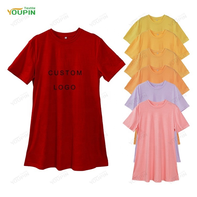 Wholesale Summer Short Sleeve Women Dress Custom Your Own Print Designs Blank Sublimation Polyester Casual T Shirt Dress