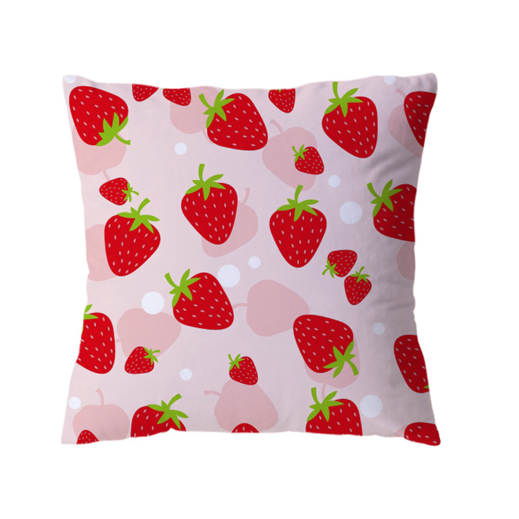 Sweet strawberry girl short plush hotel pillow case