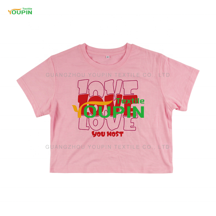 YOUPIN Manufacturer Plain Solid Color Ladies T-shirt Blank Sublimation Polyester Crop Tops for Girls