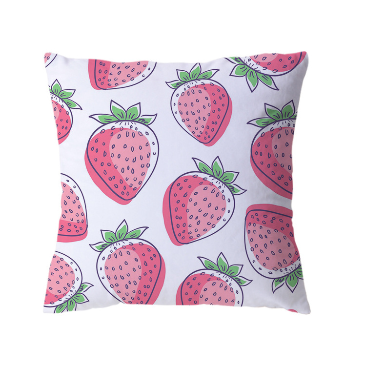 Sweet strawberry girl short plush hotel pillow case