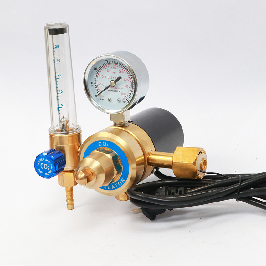 Best-selling  Full Brass CO2 Regulator With Heater 36v  110v 220v