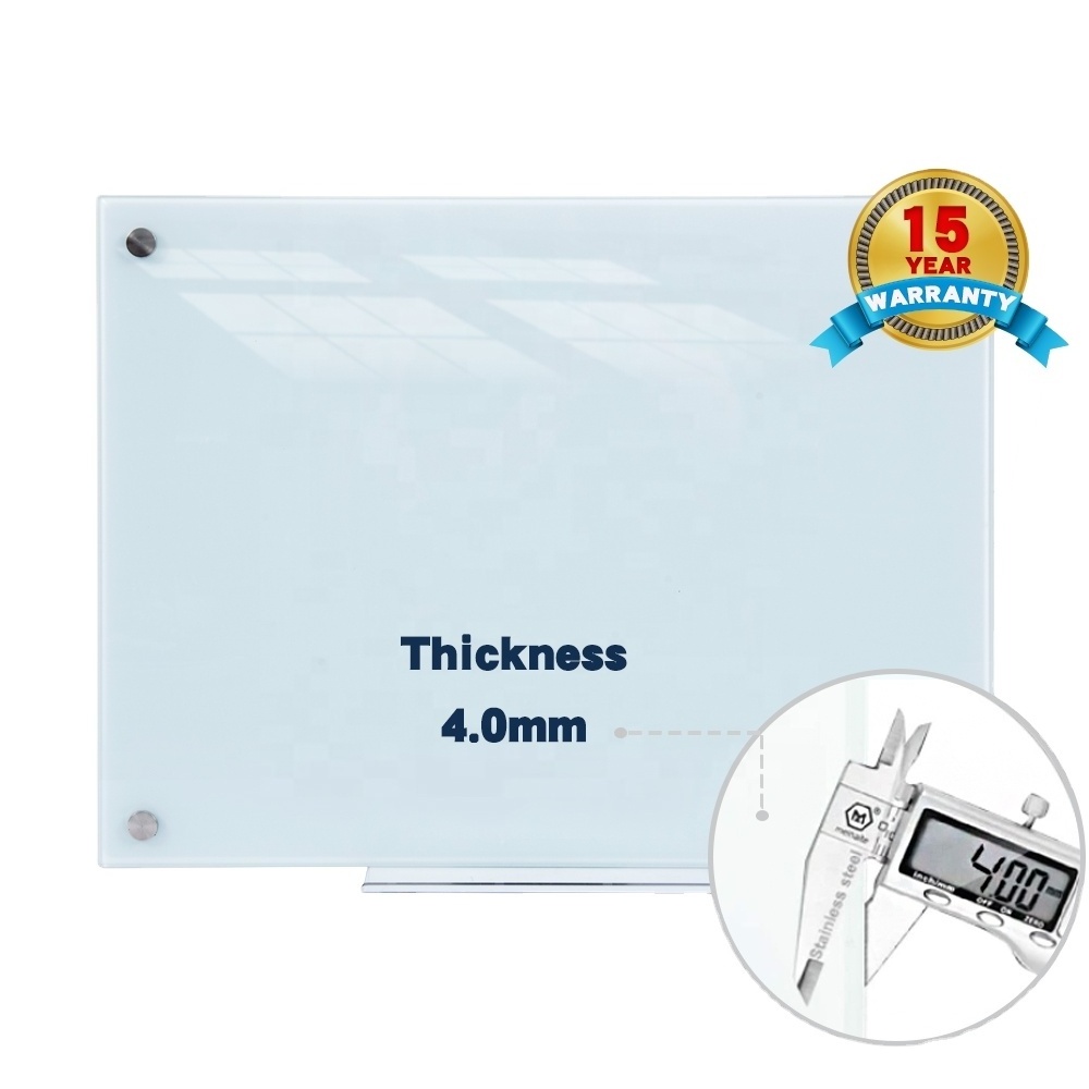 school classroom Office  wall mounted clear tempered glass panel magnetic dry erase whiteboard