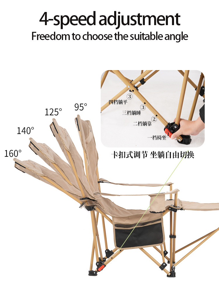 Outdoor portable folding chair Beach Recliner Folding Chair Camping Recline