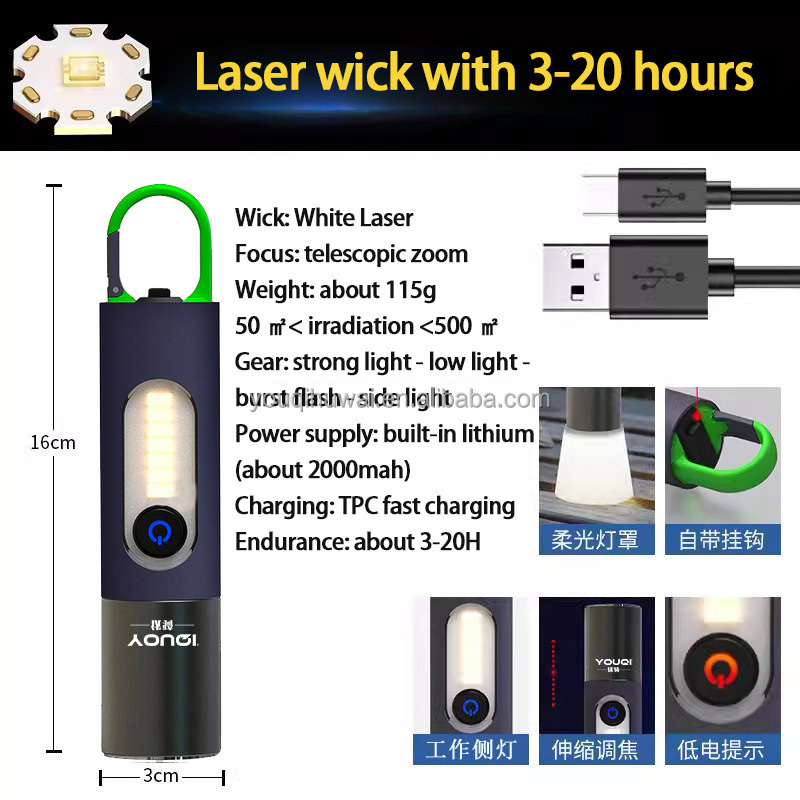 YOUQI Wholesale Hot Sale Camping Tactical Flashlight Portable Long Shot Strong Light LED Torch USB Rechargeable Flashlight