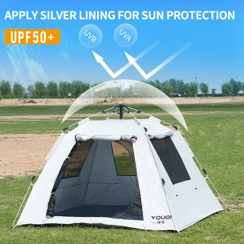 Outdoor Hexagonal Square Silver Rubber Canopy Tent Coated With Sunscreen Camping Picnic Sunshade