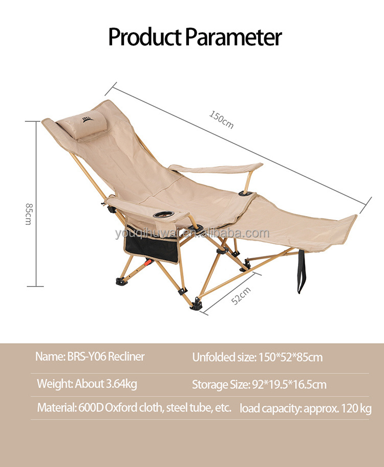 Outdoor portable folding chair Beach Recliner Folding Chair Camping Recline