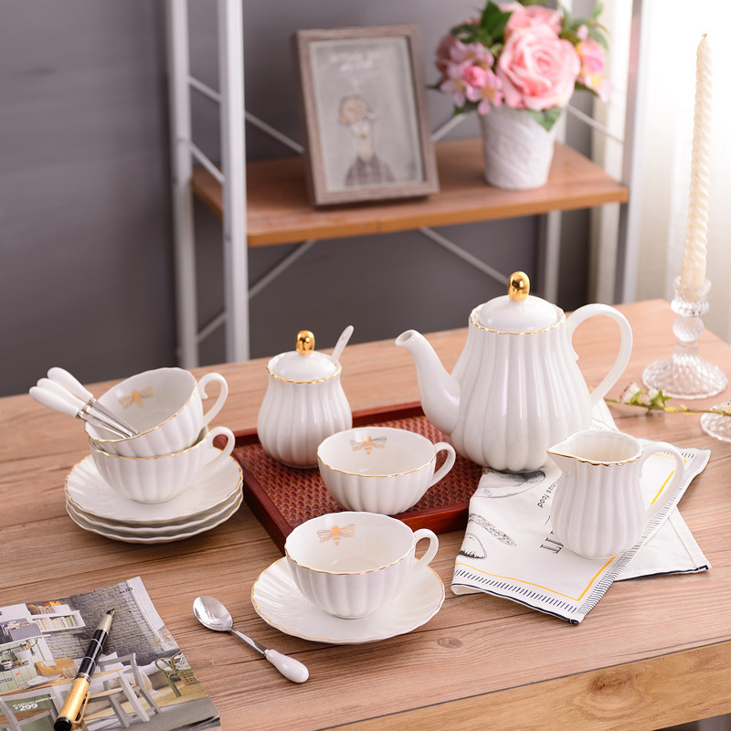 British Afternoon Tea Set Luxury Nordic Style European Ceramic Home Teapot Coffee Cup Set Gift Box