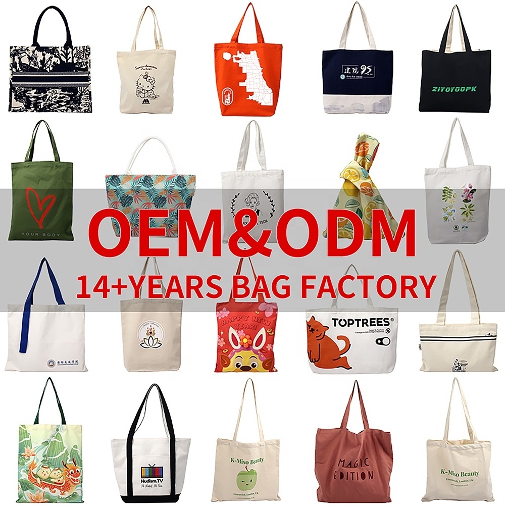 Custom Your Own Shopping Bags Canvas Cotton Tote Bag Blank Calico Shopper Bags With Logo Printed