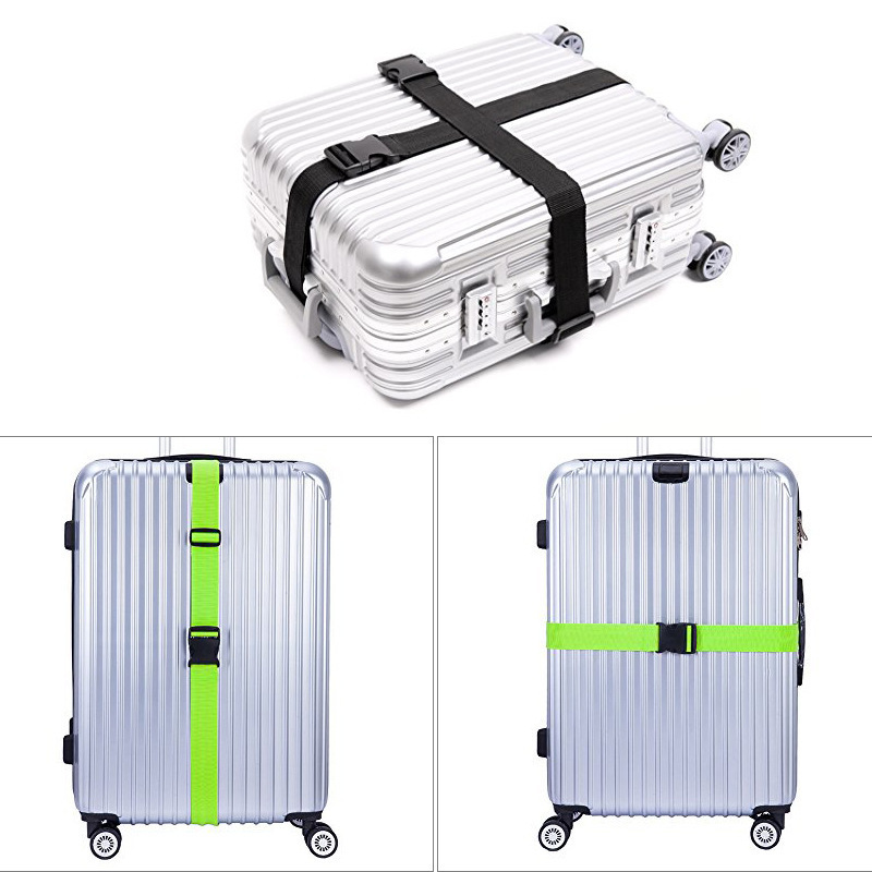 New 2023 Custom Sublimation Logo Adjustable Travel Luggage Belt Nylon Webbing Luggage Strap With Plastic Belt Buckle