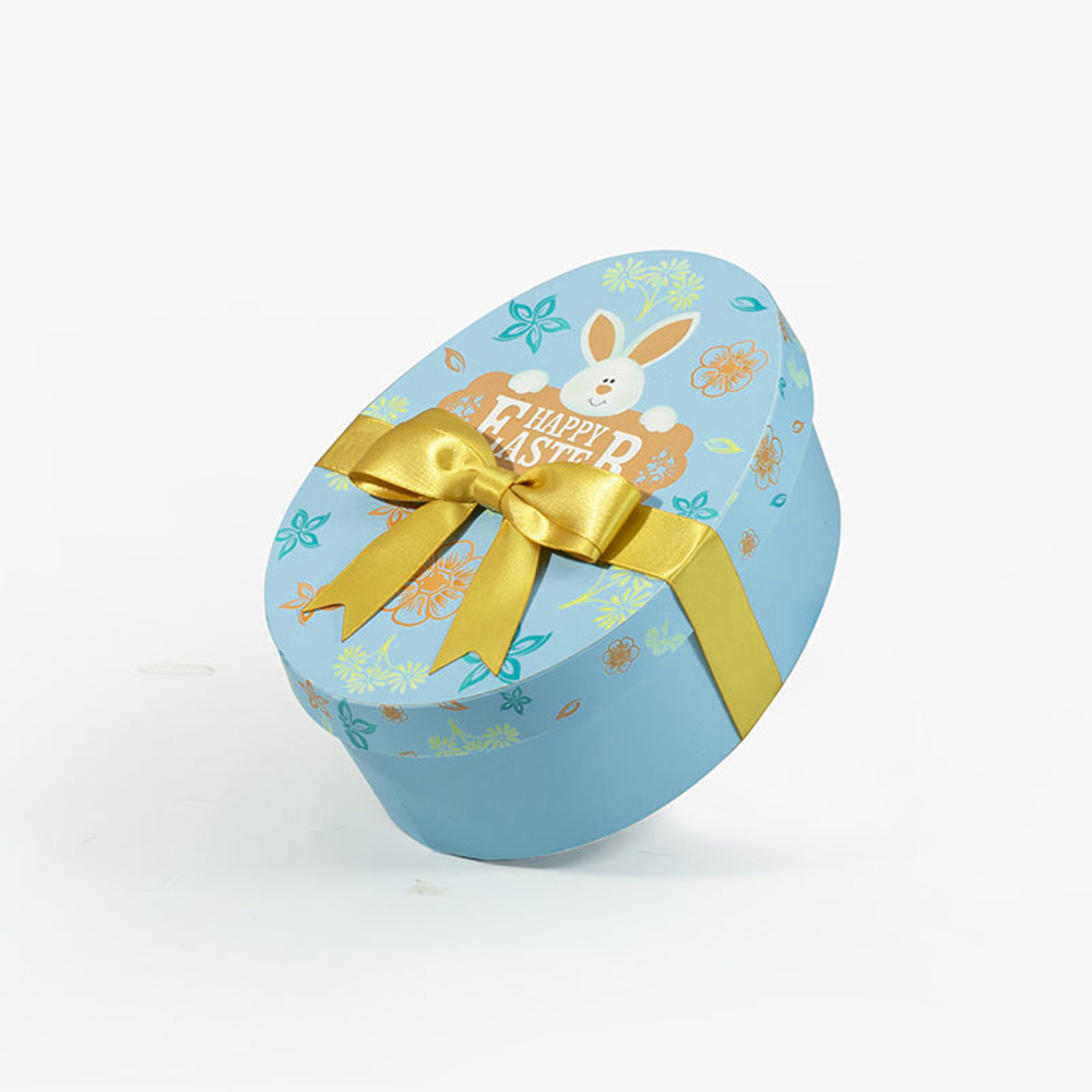 Printed Blue Easter Egg Shape Gift Box For Kids Candy Snack Packaging Gift Box