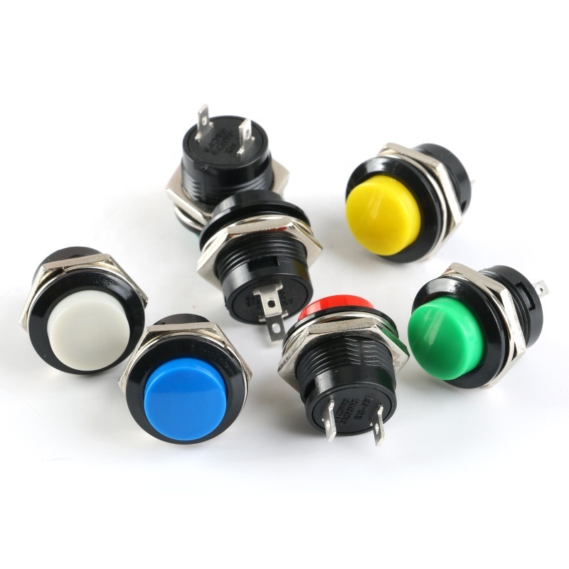 7 Colors R13-507 16MM Round Non locking Self Reset Jog Push Button Switch