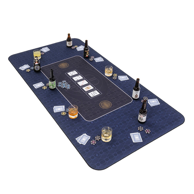 Poker Mat 10 Players Texas Hold'em Poker Rubber Mat Poker Topper Portable Table Top Layout With Carrying Bag Blackjack Casino