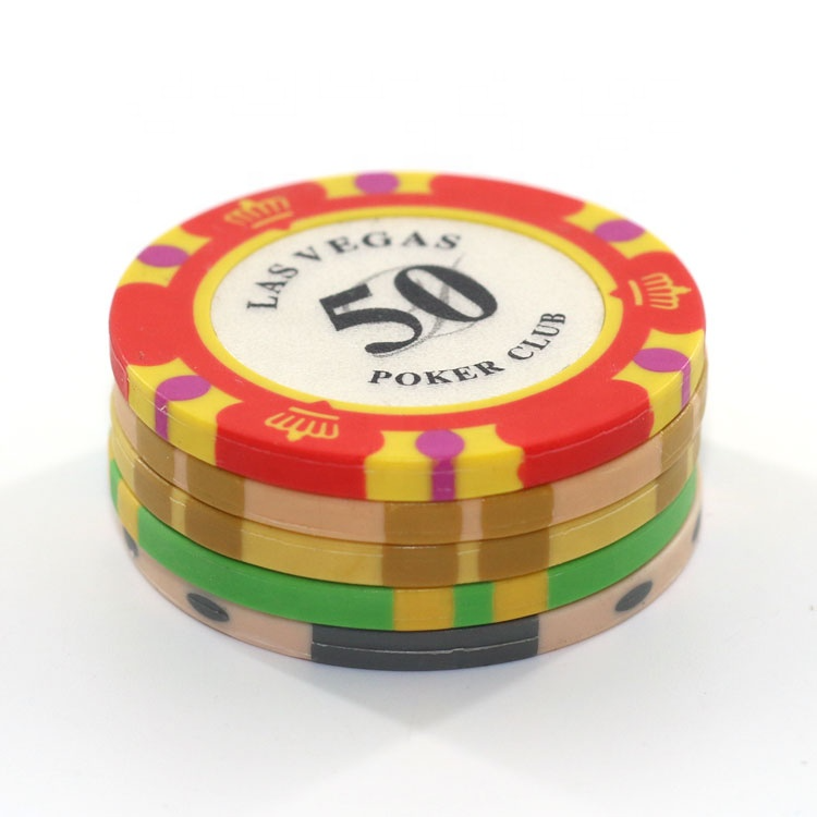 40x3.3mm Clay Poker Chip Set Casino Coins Poker Metal Entertain Coins Dollar Monte Carlo Chips