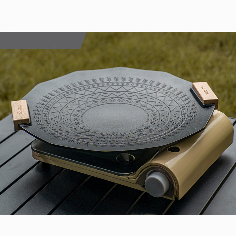 Your-city Outdoor Camping Travel Barbecue Kitchen Cooking Portable Polygonal Cast Aluminum Alloy Metal Baking Pans Bakeware