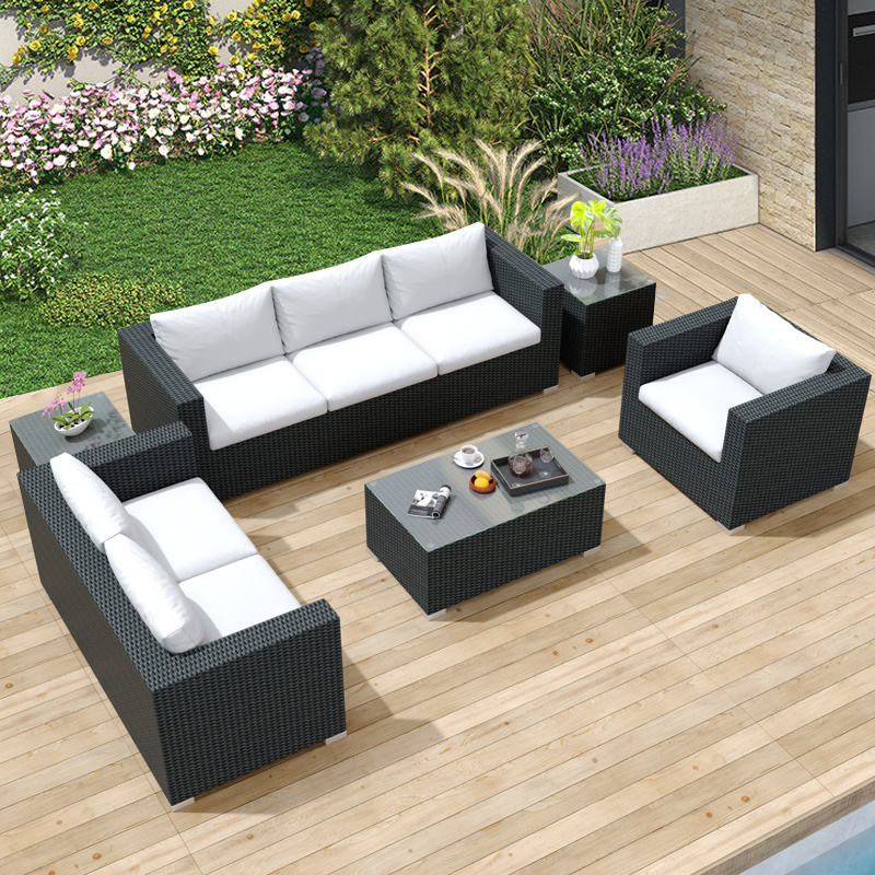 OEM Supplier Sofa Outdoor Luxury Waterproof Furniture PE Rattan Sectional Corner Sofa Room Set