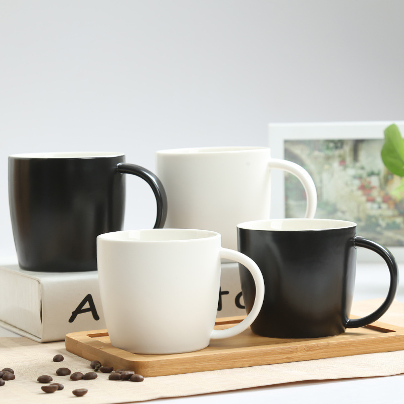 OEM / ODM 450ml 14/15oz Custom Logo blank mugs high quality Plain black matt glossy porcelain mug ceramic coffee cup