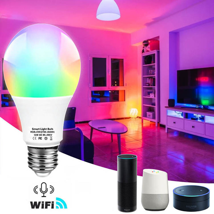 Home E26 E27 B22 Base A19 A60 Tuya Intelligent Light LED Color Lamp RGB Wifi Smart Bulb