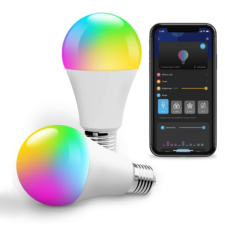 Home E26 E27 B22 Base A19 A60 Tuya Intelligent Light LED Color Lamp RGB Wifi Smart Bulb