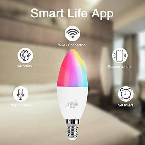 Customization 5.5W E14 Tuya RGB CCT Dimmable Light Smart C37 Wifi Bulb