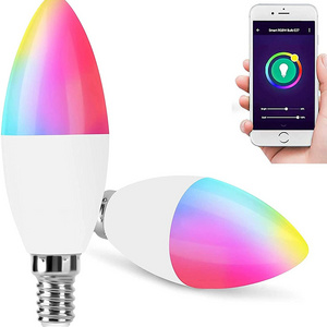 Customization 5.5W E14 Tuya RGB CCT Dimmable Light Smart C37 Wifi Bulb