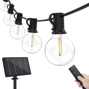 USB Charging Remote Control Flat Hanging E12\S14 Filament Bulb Solar Powered LED Outdoor String Lights