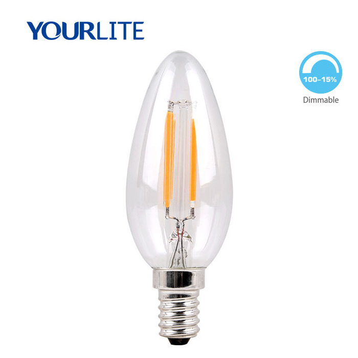 High Lumen Good Quality 4W 5W 6W Filament Bulbs C35 Candle E14 LED Bulb Light