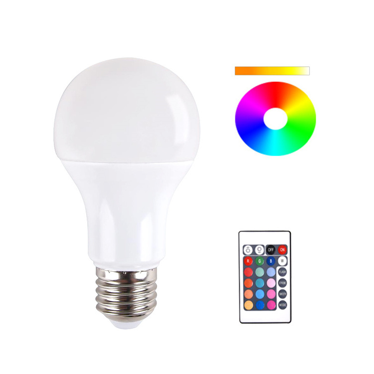 2022 New Sale SMD2835 E27 9 Watt 806lm A60 Lamp RGB Light Control Smart Dimmable Remote LED Bulb