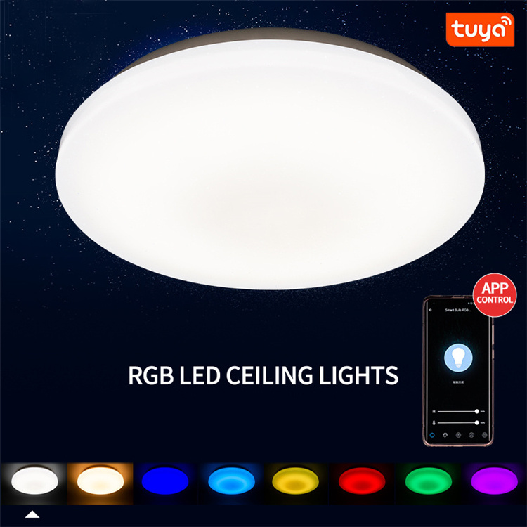 Home Smart RGB+W Bedroom Lamp 15 18 24 Watt Intelligent Phone Tuya APP Control Modern Ceiling Light