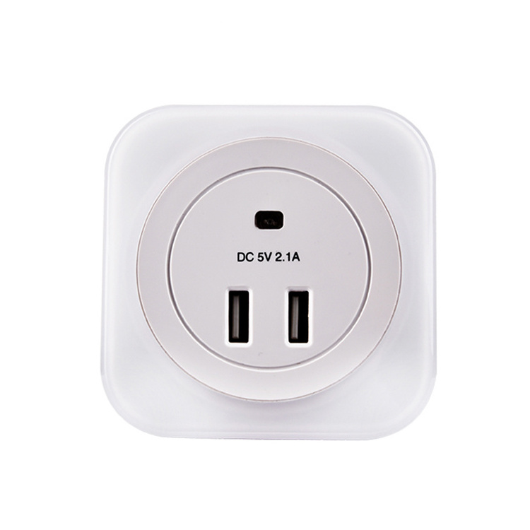 DC 5V 2.1A Night Light Socket, USB Charger Port Socket Night Light