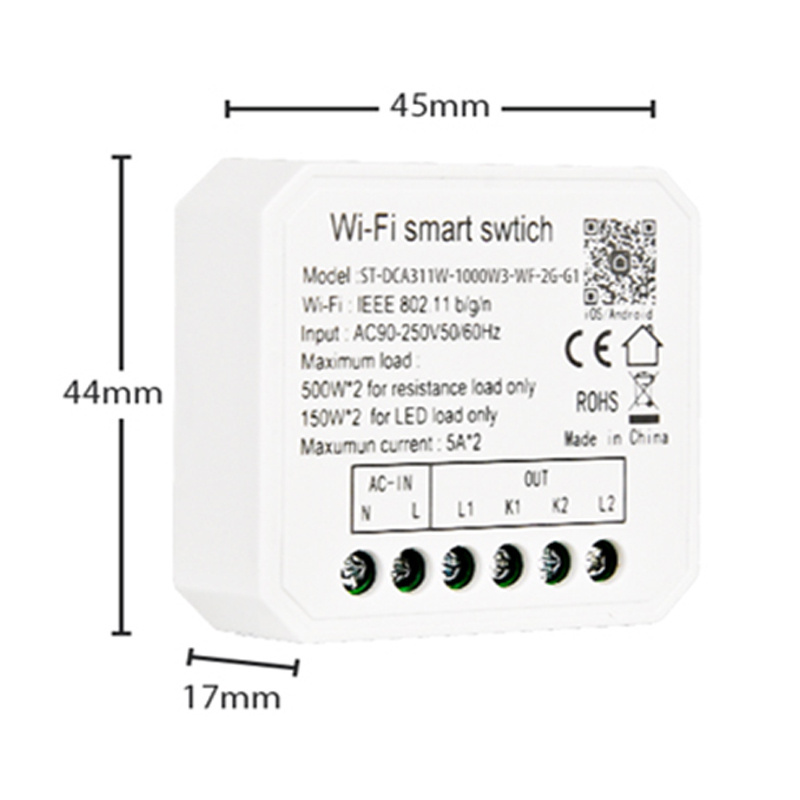 10A 90-250V 50/60Hz Triac Dimmable Tuya Wifi Smart Light Switch