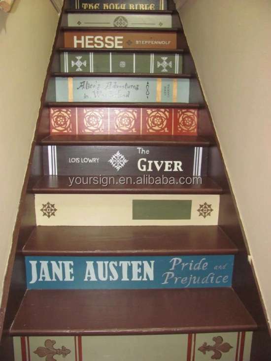 Custom wallpaper stair risers graphic decals murals printing