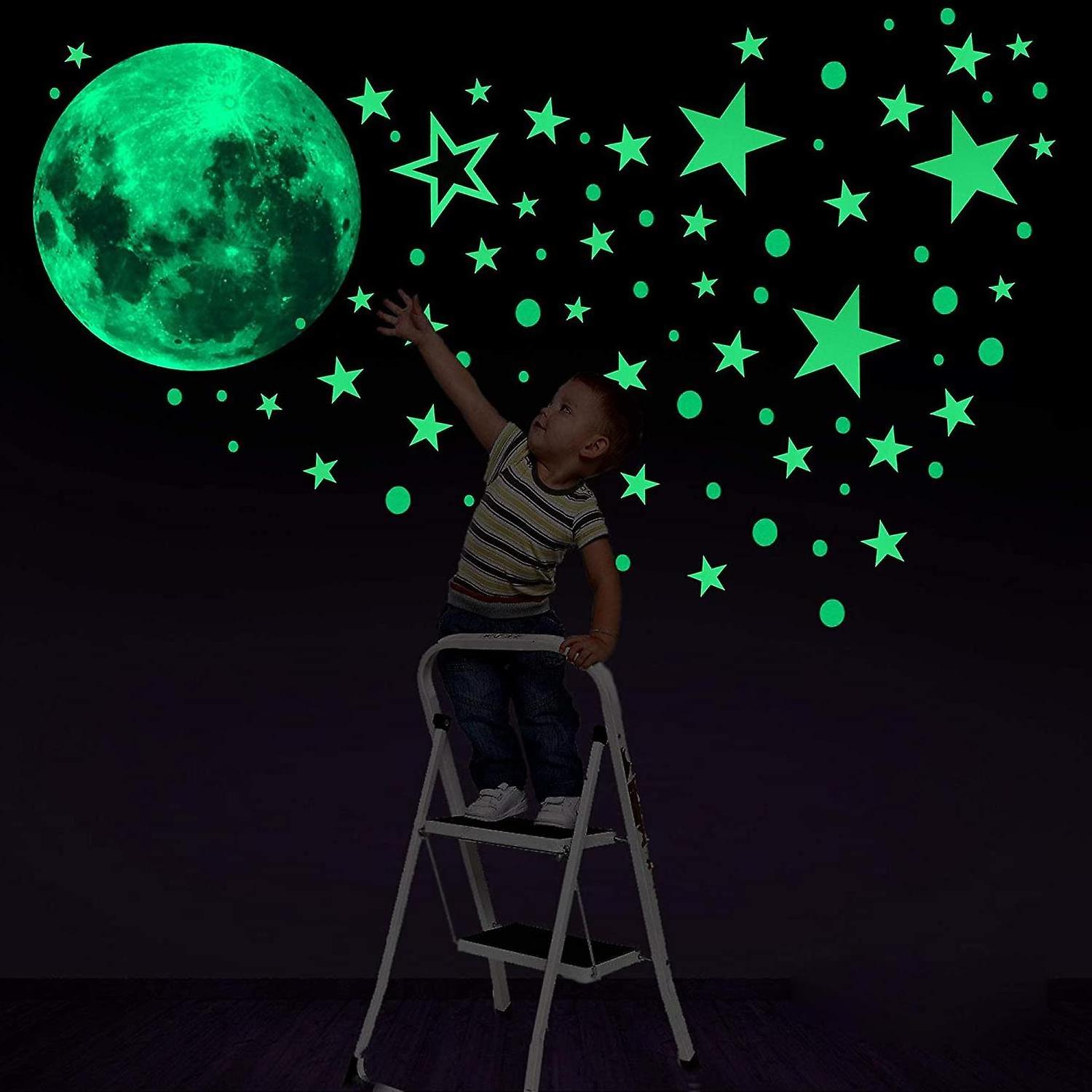 custom glow in the dark moon pictures sticker wallpaper luminous moon wall sticker