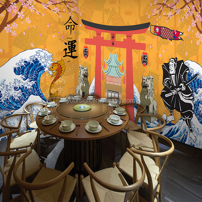 Printing most popular products japanese restaurant decoration wallpaper murals