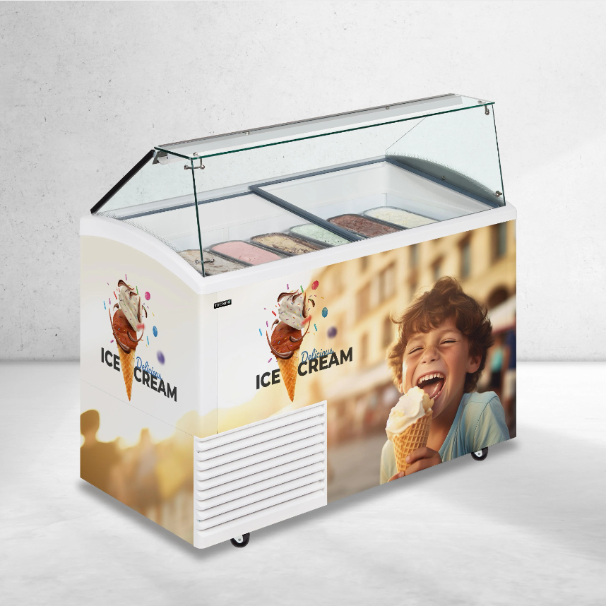 custom ice cream chest display freezer stickers