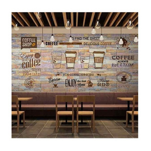 Printing most popular products coffee shop wall wallpaper