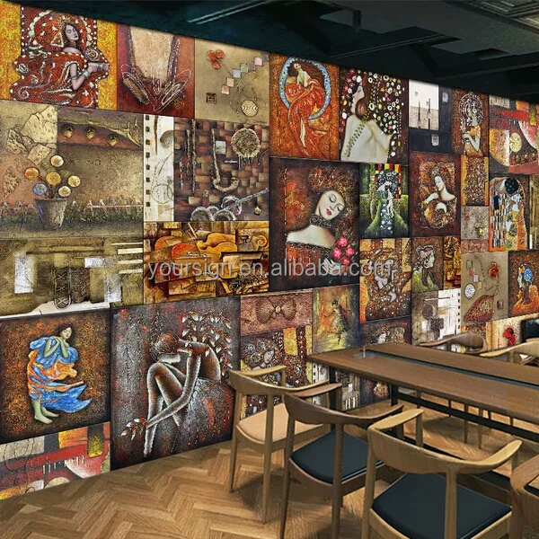 self adhesive decorative wallpaper coffee shop sticker mural 3d