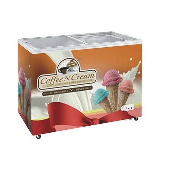 custom ice cream chest display freezer stickers