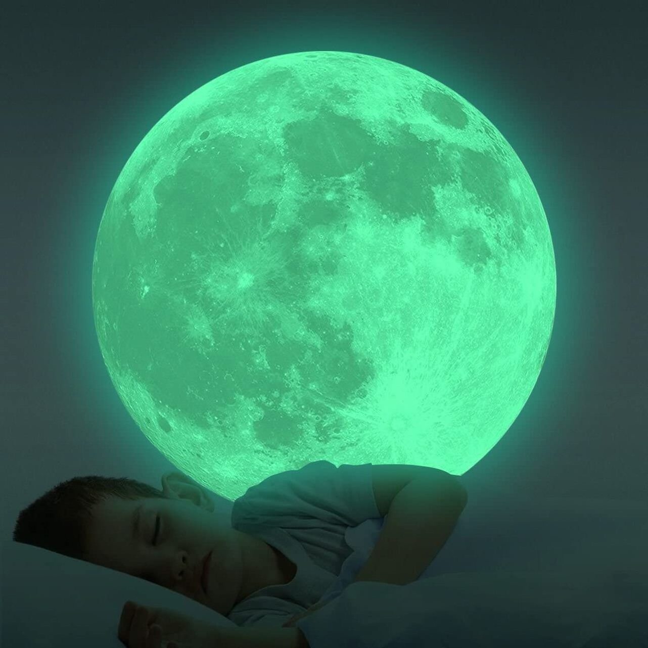 custom glow in the dark moon pictures sticker wallpaper luminous moon wall sticker