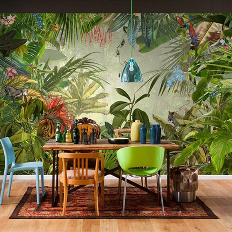 3d mural wall mural tropical plant green leaf photo rain forest custom wall papers mural