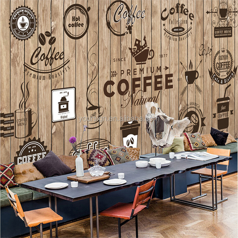 Printing most popular products coffee shop wall wallpaper