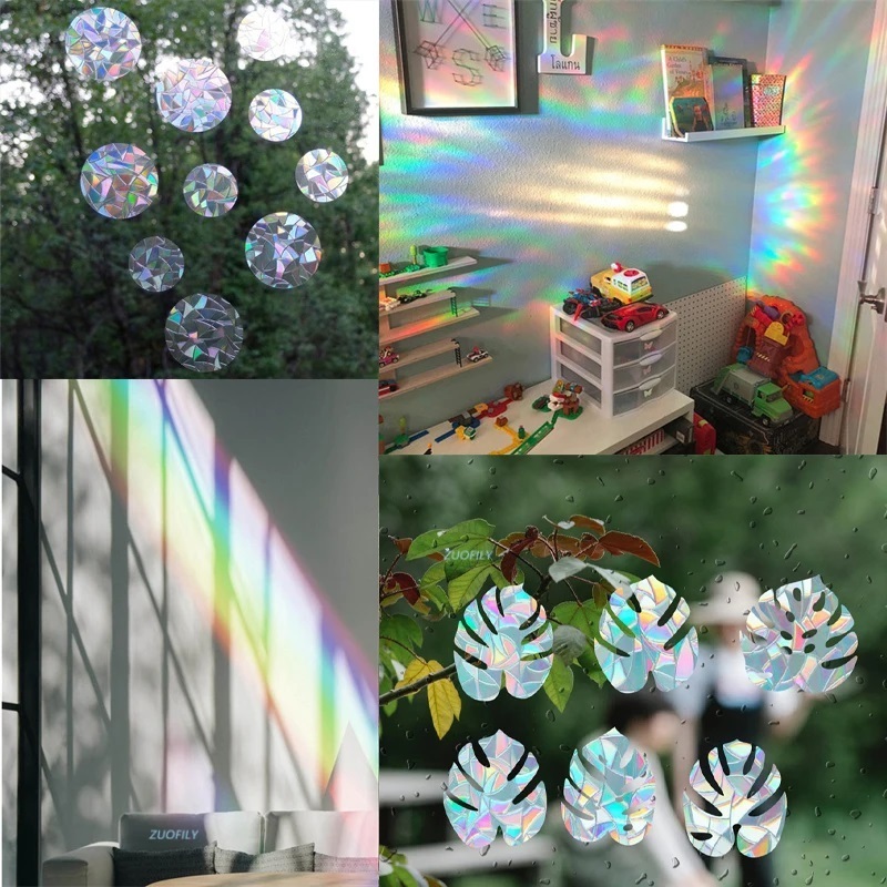 custom holographic rainbow window prisma sun catcher wall vinyl stickers