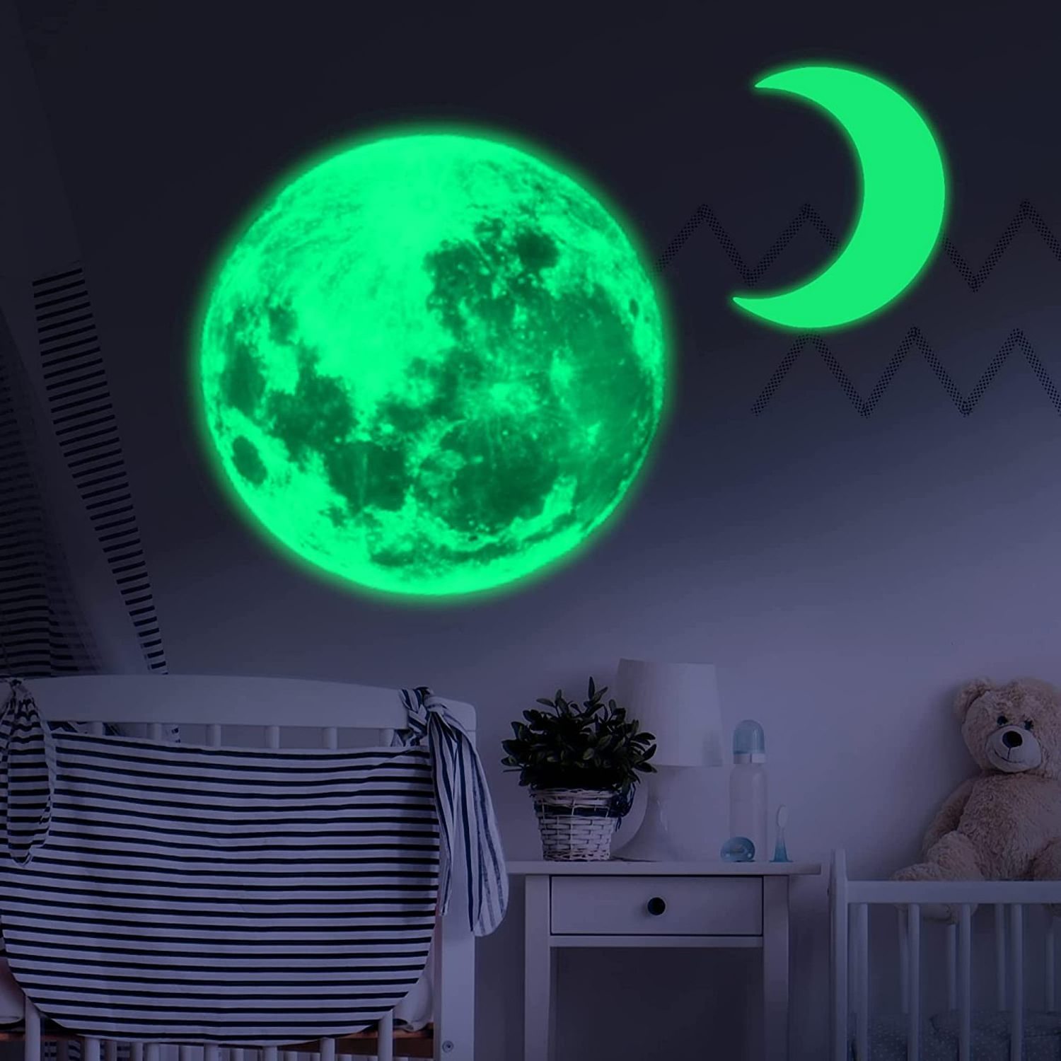 custom glow in the dark moon pictures sticker wallpaper luminous moon wall sticker