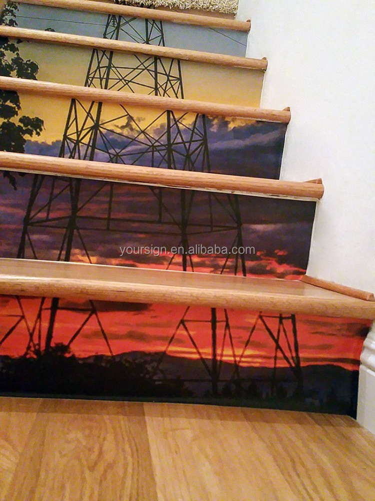 Custom wallpaper stair risers graphic decals murals printing