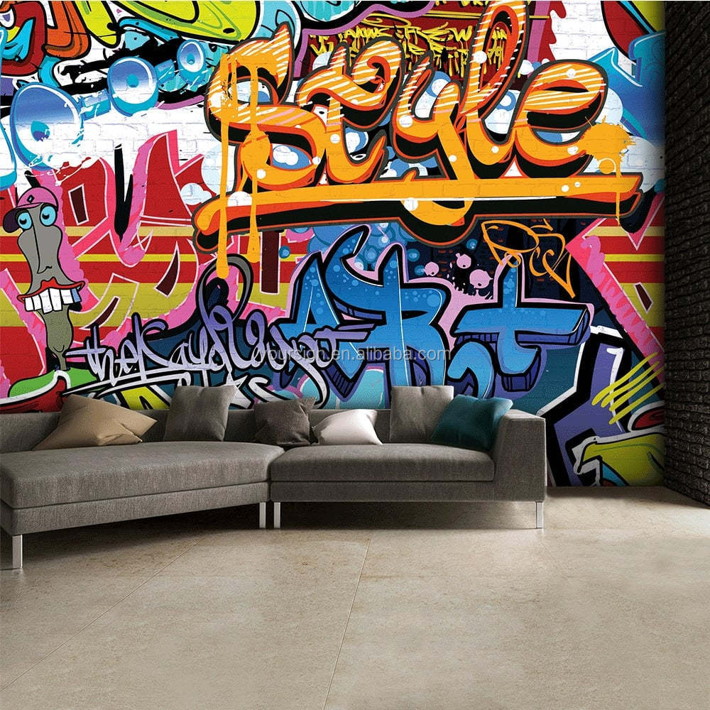 custom printed street art 3d graffiti wall mural photo wallpaper printing