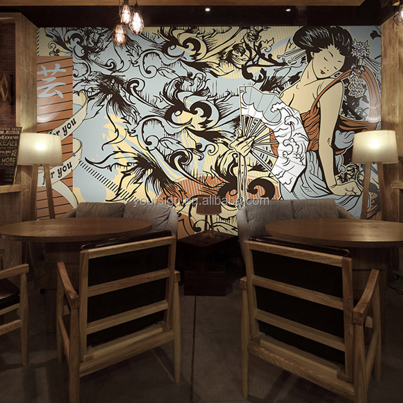 Printing most popular products japanese restaurant decoration wallpaper murals