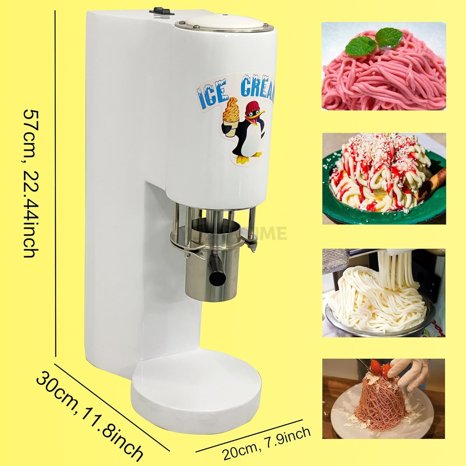 YourTime Spaghetti Press Ice Cream Machine 80WMold Pasta Italy Spaghetti 30L/H Gelato Noodle Ice Cream Machine